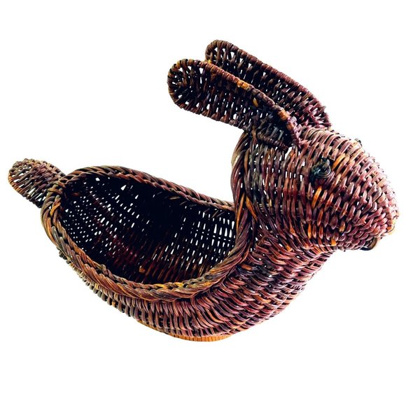 Vintage 6 Wicker and Wood Animal Basket 6 pc Lot Turkey Duck Rabbit Reindeer - Picture 7 of 15